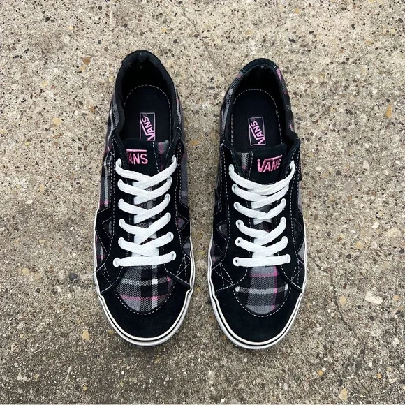 (Sold) Vans Plaid Skate Shoe Sneaker Pink Black Plaid Emo Draculara Tory Herring - Picture 6 of 12